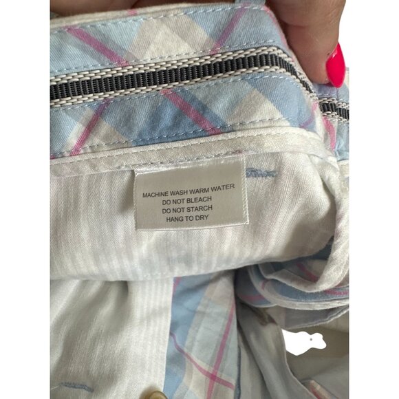 BOBBY JONES Blue Plaid Gold Pleated Shorts Size 34 - Picture 3 of 8